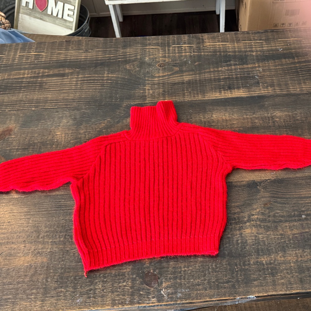 Cozy Red Kids Turtleneck Sweater